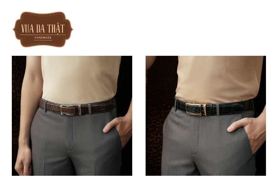 Kết hợp dây nịt da cá sấu với quần jean, quần bò hoặc quần kaki để tạo vẻ phong trần, năng động