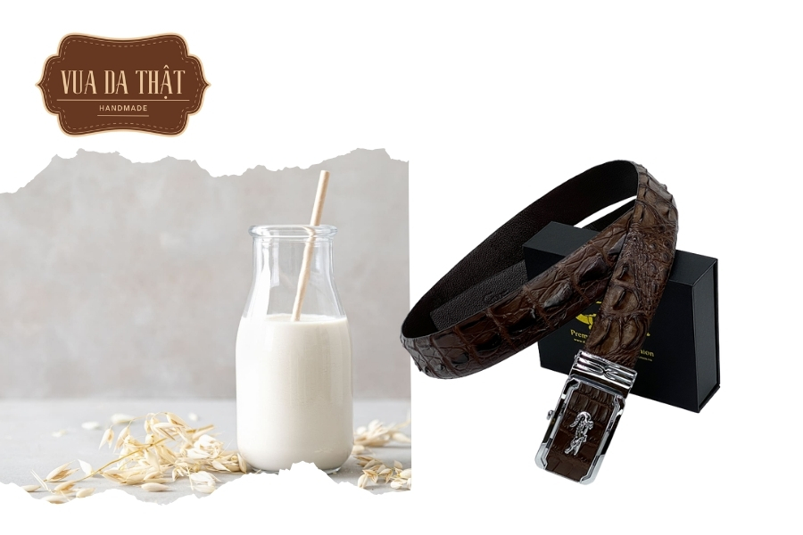 Hướng Dẫn Bảo Quản Thắt Lưng Da Cá Sấu Luôn Bền Đẹp Dùng sữa tươi rồi thoa đều lên bề mặt da theo chuyển động tròn, sau đó lau lại bằng khăn sạch giúp làm mềm và làm sáng bề mặt da