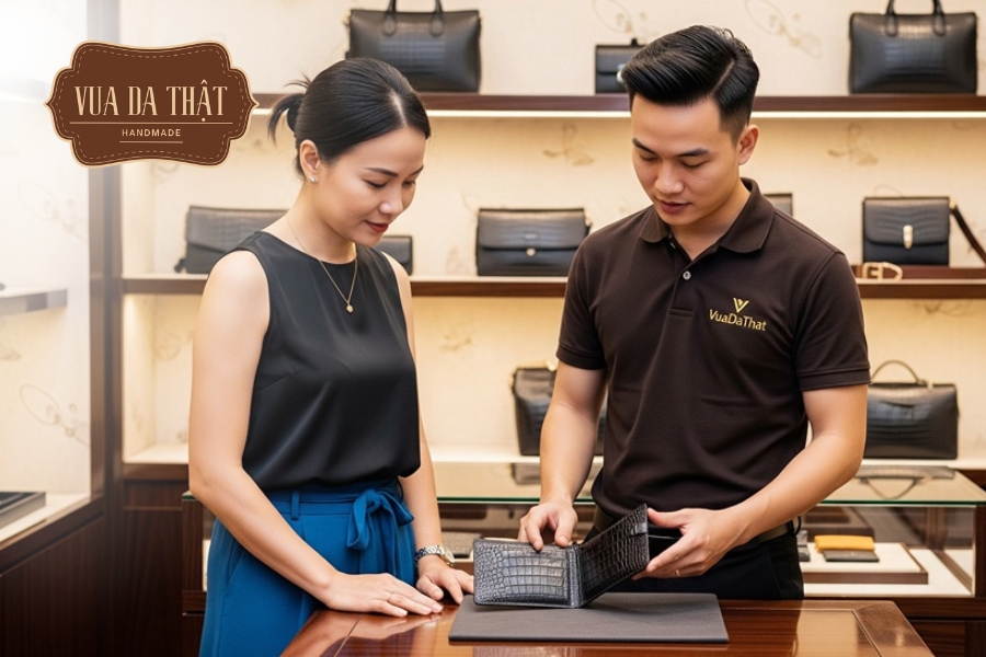 10 Lưu Ý Vàng Khi Mua Đồ Da Cá Sấu Thật Cần Ghi Nhớ Khi mua đồ da cá sấu cần hỏi rõ nhân viên tại cửa hàng về sản phẩm